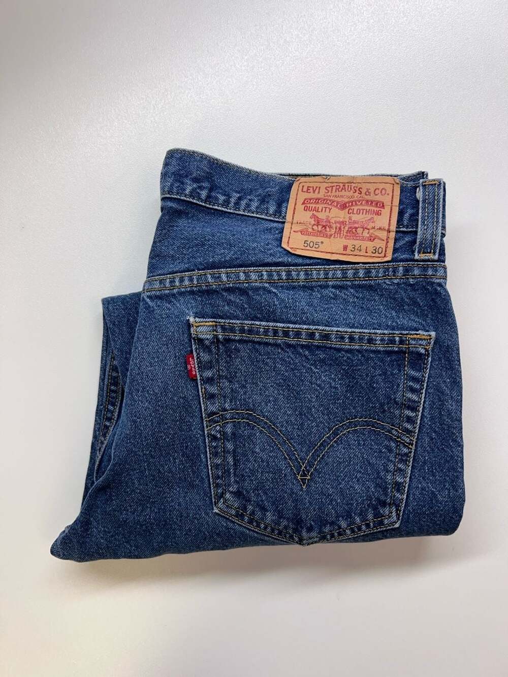 Levis 505 Straight Fit Jeans Mens W34 L30 Medium Blue Denim 100% Cotton 0434